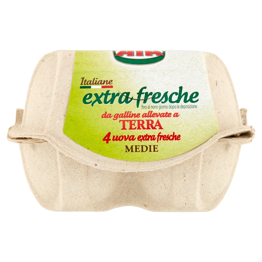 Uova Extra Fresche Medie da Allevamento a Terra, 4 Pezzi